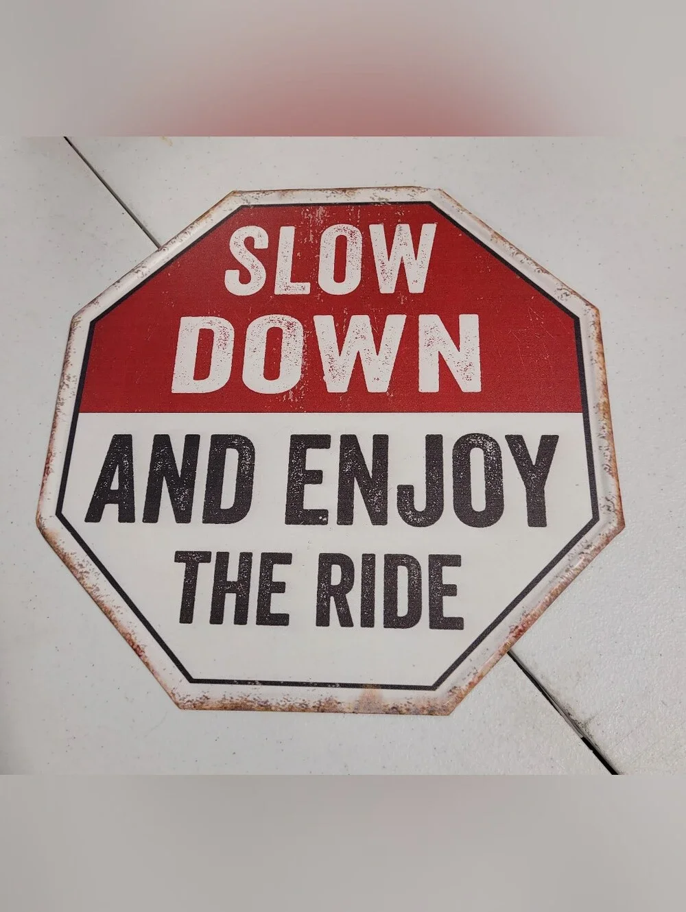 Slow Down Octagon Wall Sign - Red and White
